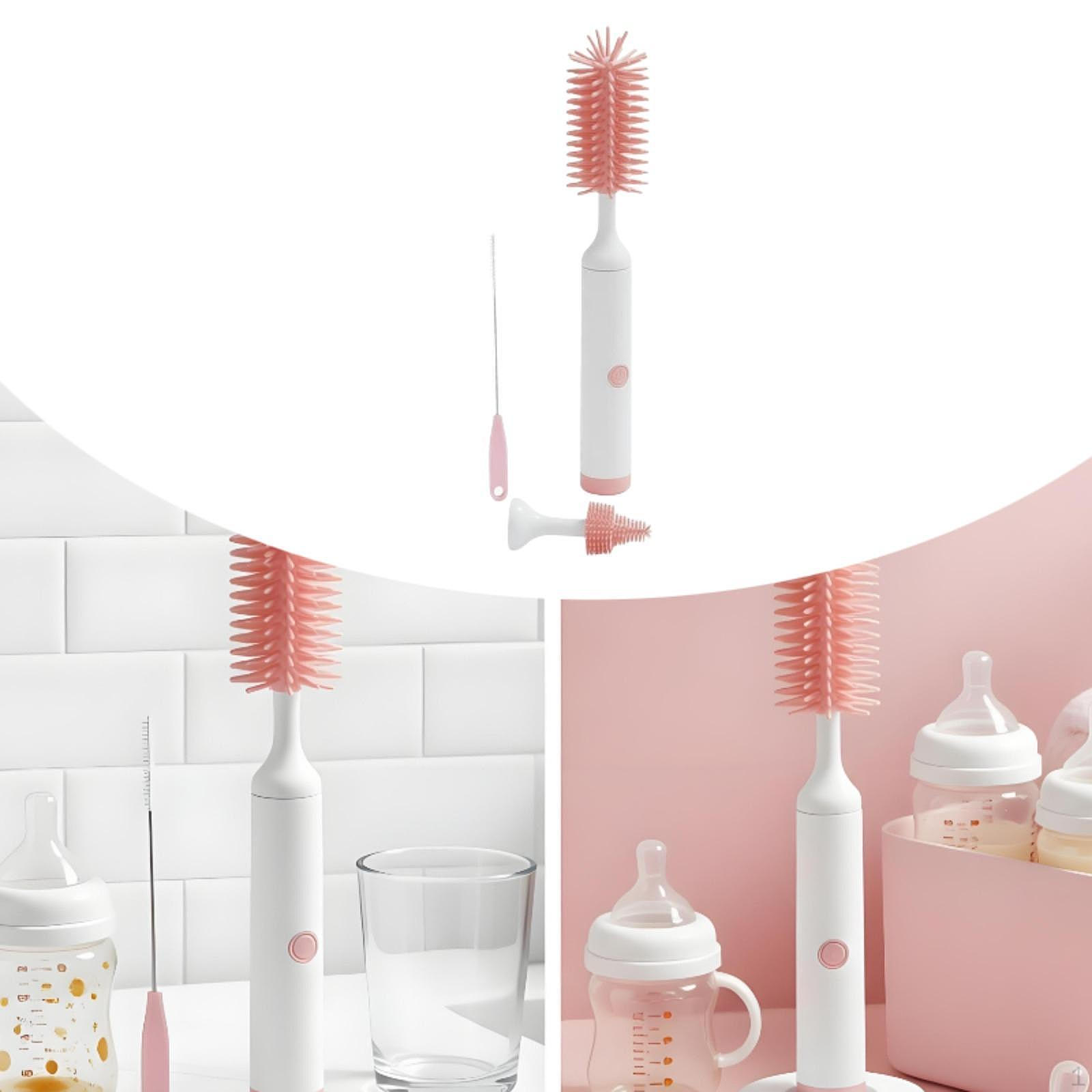 Electric Bottle Brush Kit ,Scrubber Brushes Cleaner ,Includes Replaceable Head for Jars colore grigio