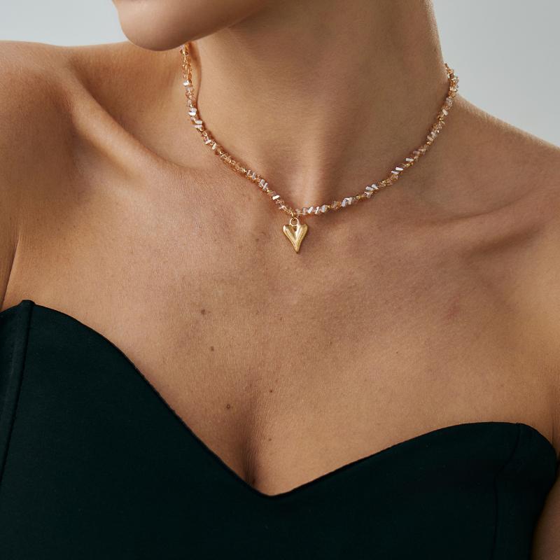 

Heart Pendant Necklace For Women Boho Geometric Transparent Chain Jewelry Valentine S Gift
