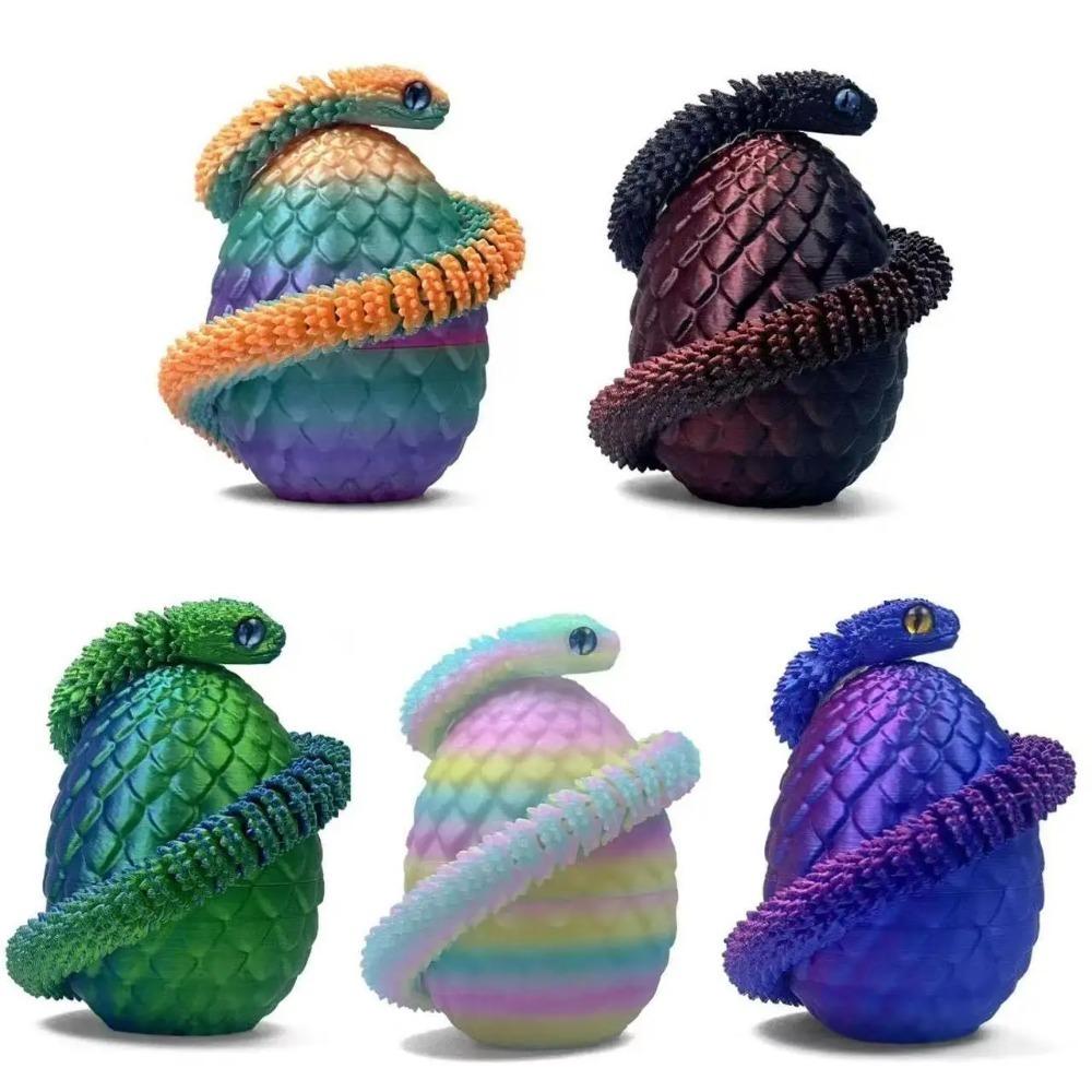 Artikuliertes 3D-gedrucktes Schlangentier 30cm mit 8,5cm Ei Flexible Tierfigur für Schreibtisch Zuhause Büro Dekoration Display Geschenk Dekor