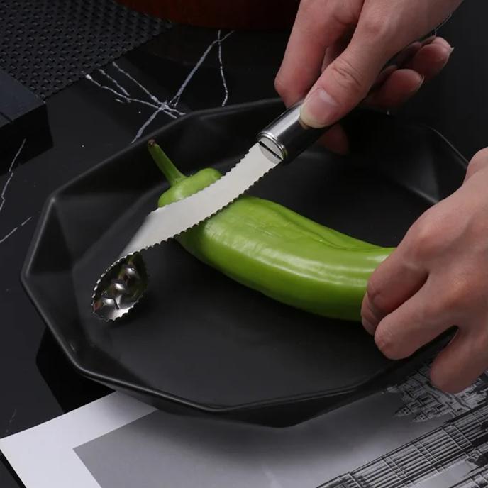 Stainless Steel Chili Seed Remover Sharp Rotating Serrations Green Pepper Core Removed Household Kitchen Tools