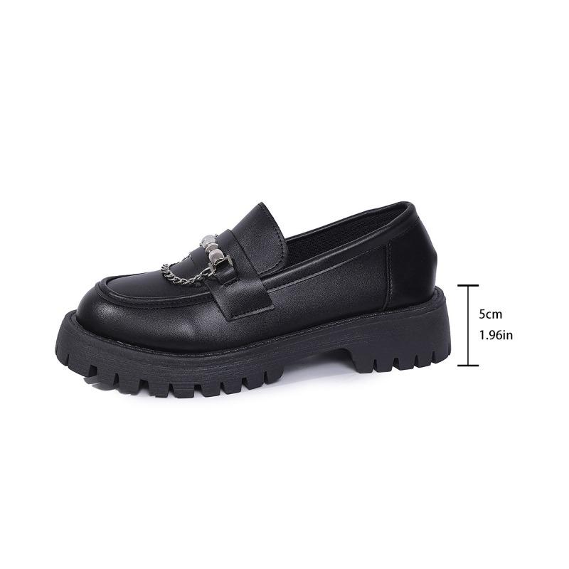 

Женские ретро маленькие кожаные туфли женские летние новые туфли на платформе с цепочкой и большим носком 43 чёрный