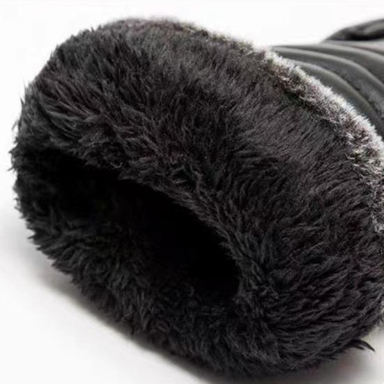 Yousheng 1 Pair Men Faux Leather Gloves Waterproof Windproof Touchscreen Fleece-Lined Outdoor Cycling Gloves Winter Cold Weather Warm Thick Thermal