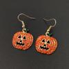 Cute Halloween Pumpkin Mask  Retro Personality Crystal Earrings  Accessories Gold Fashion Woman Party Birthday Creative Gifts