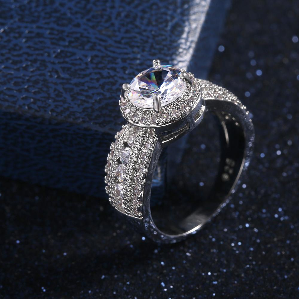Neue klassische Braut-Ehering-Ewigkeitsringe mit rundem Zirkonia, luxuriöser Schmuck für Damen, hochwertiger silberfarbener Ring