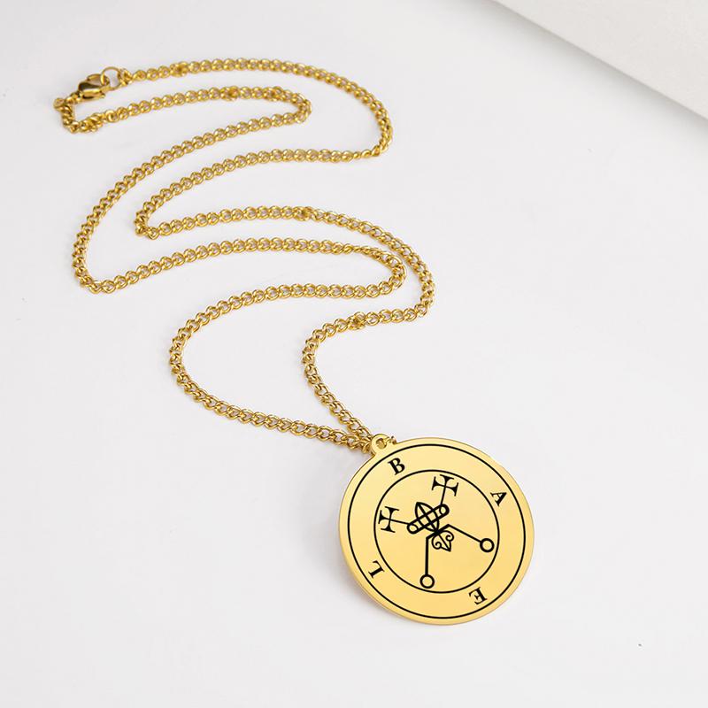 

Solomon Demon Seal Necklace Unisex Stainless Steel Gold Color New Vintage Asmoday Pendant Necklaces Amulet Jewelry Gifts 60cm