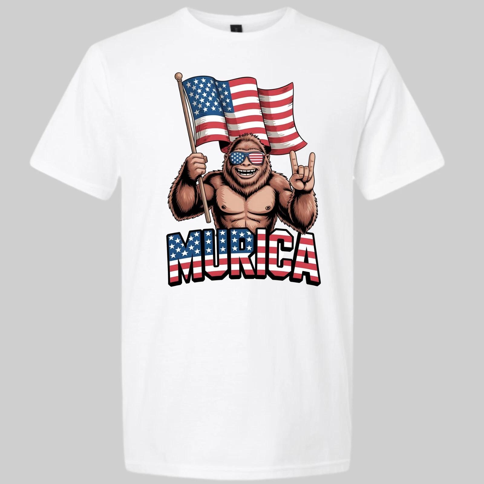 Sasquatch Bigfoot MERICA Patriotic 4th of July T-shirt 2XL