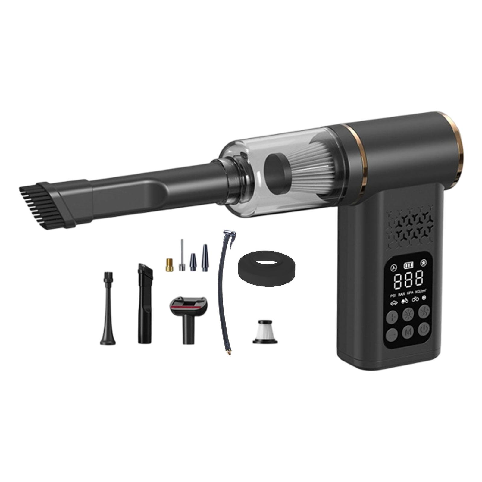 

High Power Suction Car Vacuum and Tire Pump Featuring Digital Pressure Monitor Portable ABS Material for Durability чорний