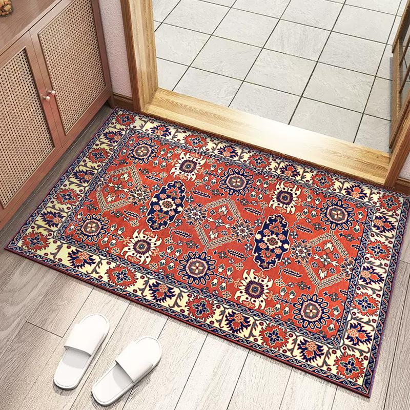 Retro Persian Style Dustproof and Water-Absorbent Door Mat for Entrance, Living Room, and Bathroom