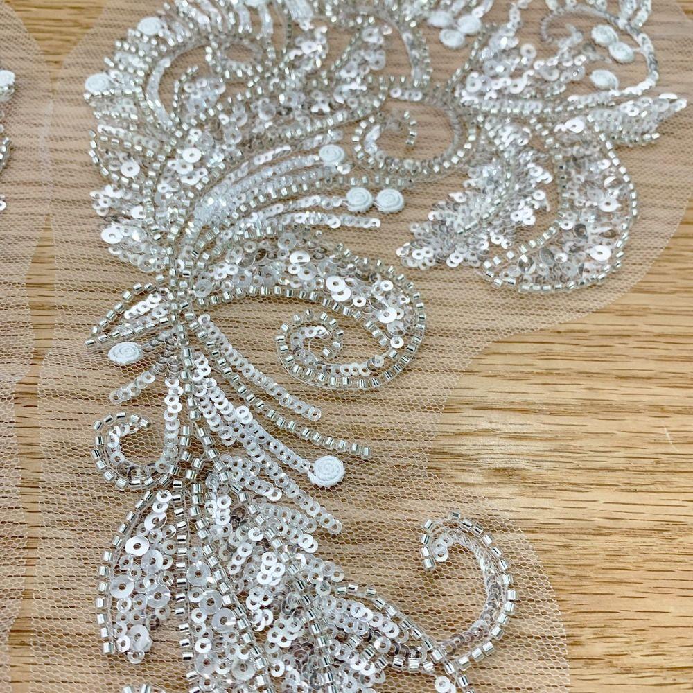 Handmade Lace Embroidery DIY Collar Appliqué Latest Design Sequins Embroidery Cloth  Bridal Party
