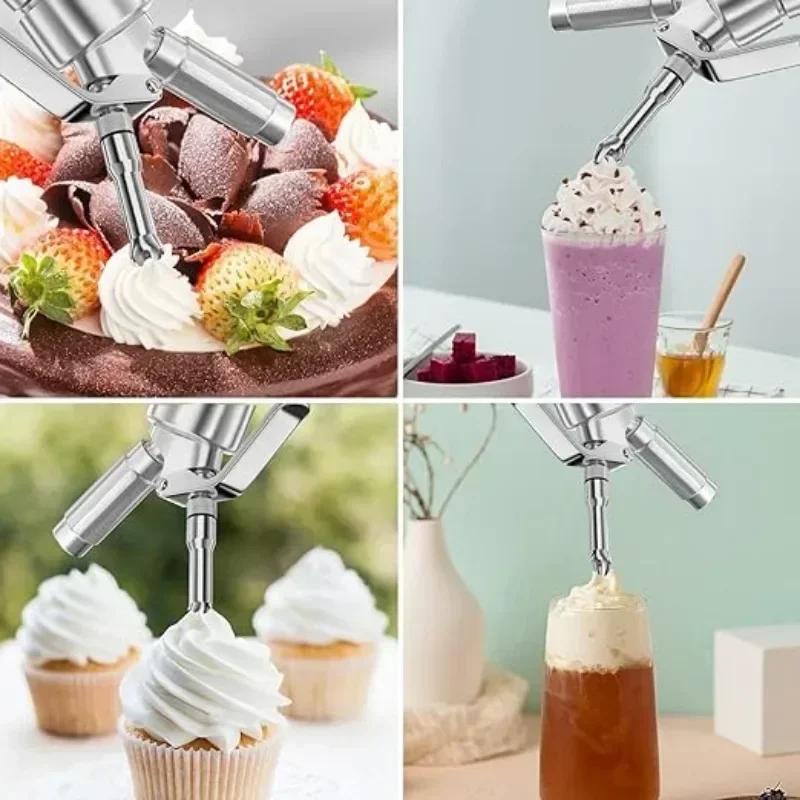 250/500ml Cream Dispenser Hand Cream Mixer with Decoration Plastic Nozzle for Coffee Bakery Dessert Decoration Tools Accessories