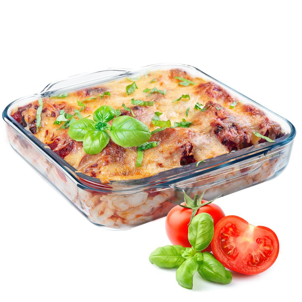 KADAX Hőálló edény fedővel sütéshez, sütéshez, téglalap alakú