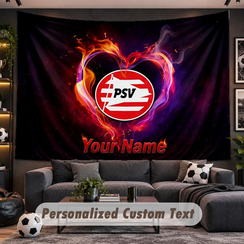 Wall Hanging Tapestry Custom NamePSV Eindhoven FC Pattern Personalized Printed Fabric Wall Decor