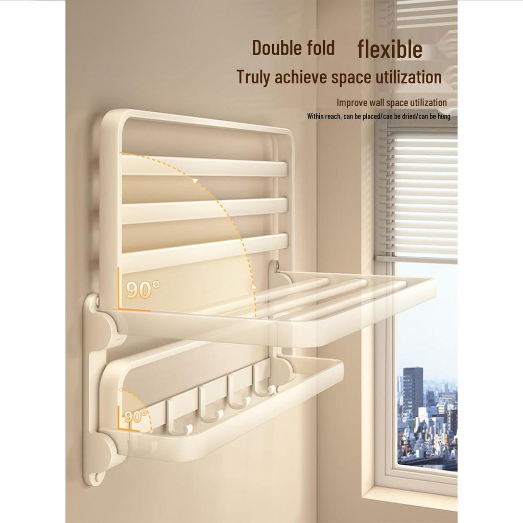 Milk White Punch-Free Wall-Mounted Aluminum Towel Rack Set for Bathrooms