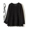 Artistic Style Female Fake Two-Piece Ponte De Roma Long Sleeves Raglan Sleeve Cocoon Shaped Slim Looking T-shirt Thickness Lace Attached New Outwear