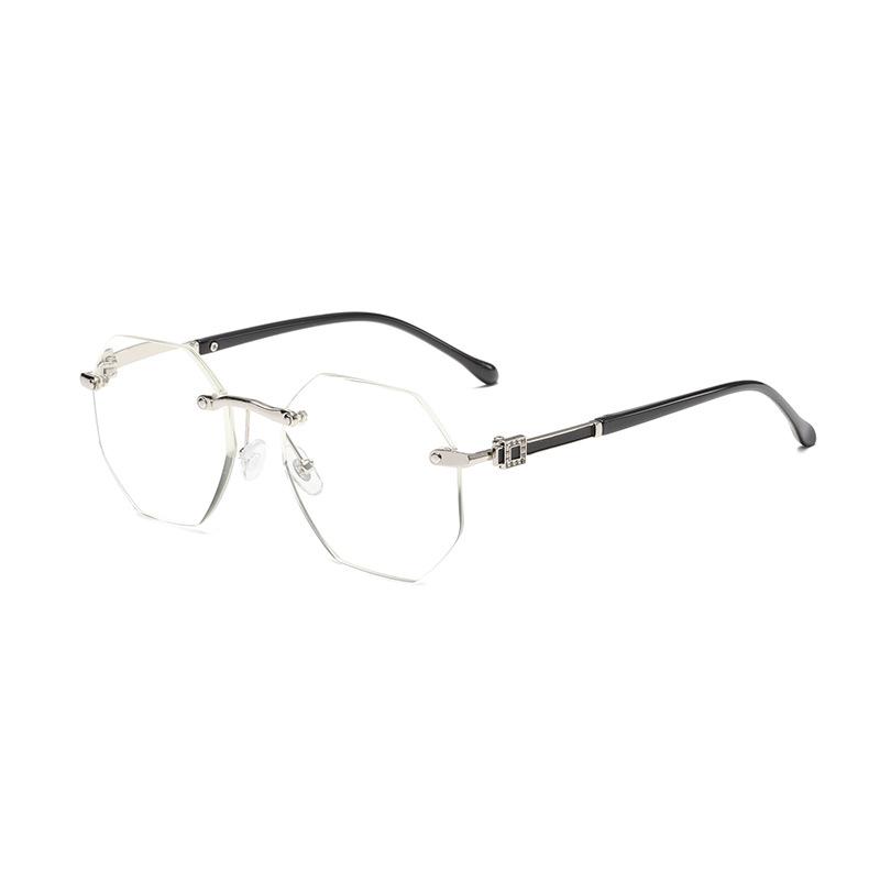 

Framless Cutting Reading Glasses Polygon Anti Blue Light Computer Eyeglasses Men S Business Ultra Light Presbyopia Eyeglasses 4.0
