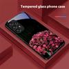 Rosa Rosenblüten Für Samsung Galaxy S10 S20 Plus S21 FE S22 S23 S24 FE S25 Ultra Schwarz Gehärtetes Glas Handyhülle Hartschale