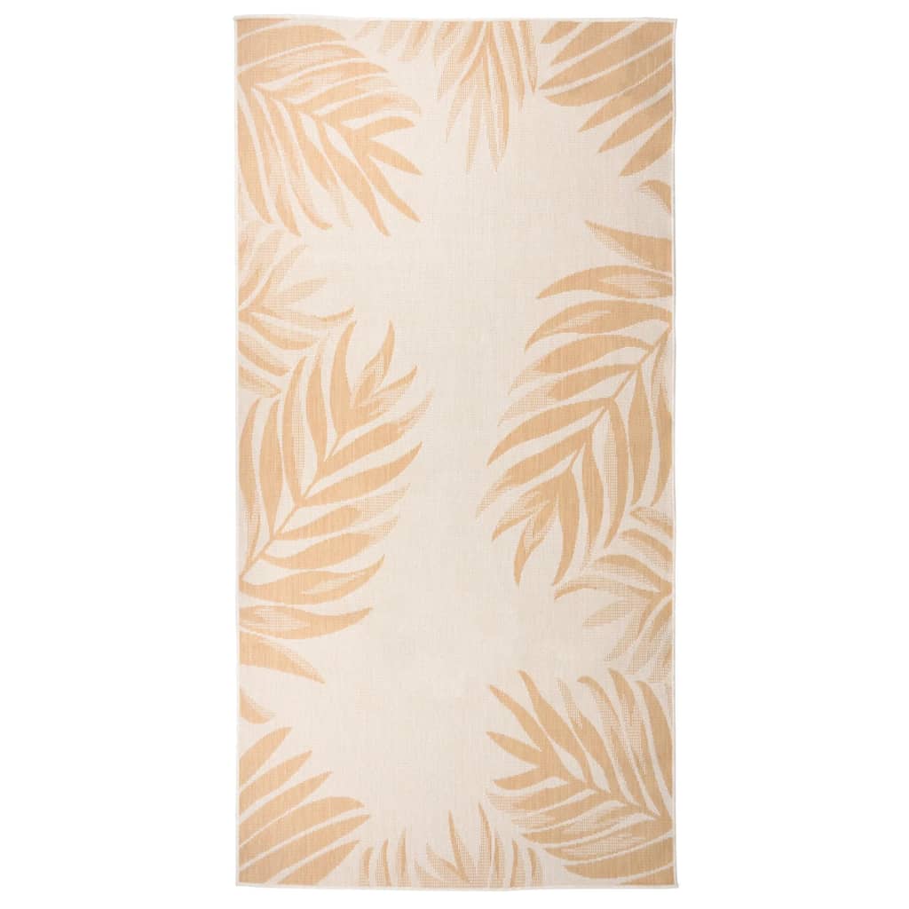 Flatweave Outdoor Rug, 100X200 Cm, Leaf Pattern