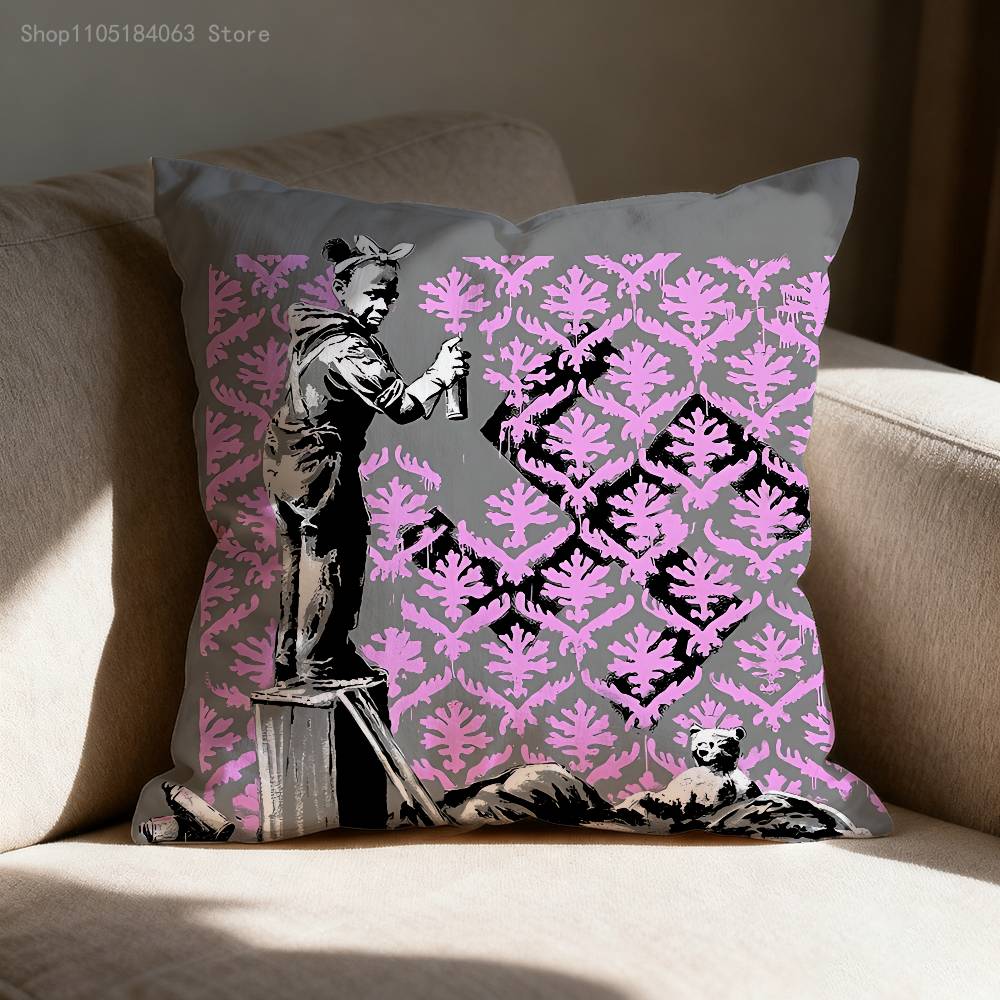 Наволочка для декоративной подушки с граффити в стиле Бэнкси для подушек 45x45см 40x40см 30x30см 50x50см 55x55см Квадратная домашняя наволочка 30cmx30cm