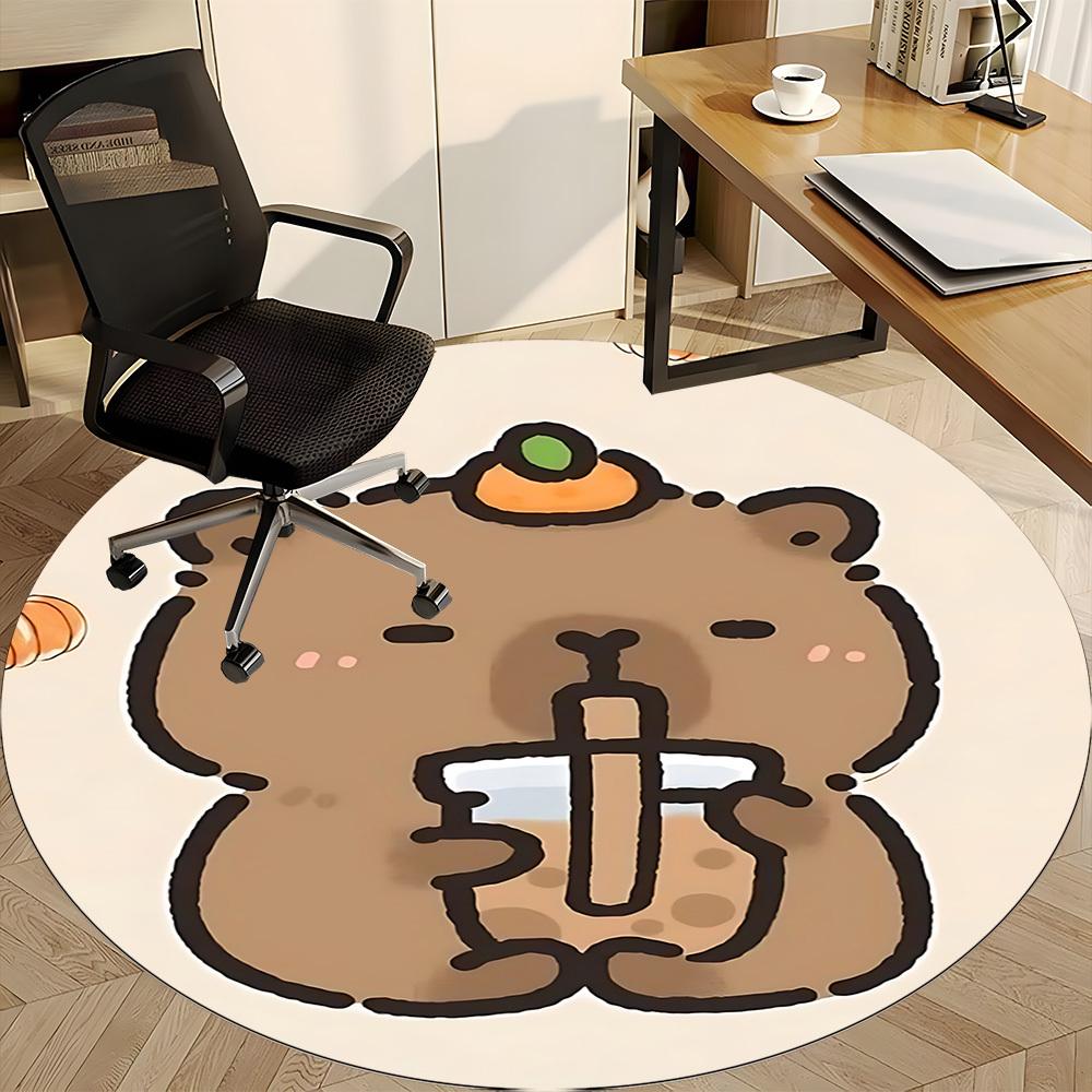 1pc Cute Capybara Chair Carpet for Office, Soft Flannel Throw Mat, Perfect for Office,Holiday Party Decoration Choice yy251113038