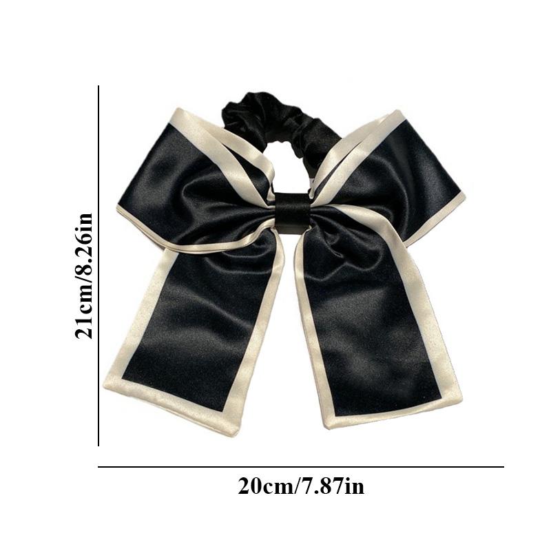 New Korean Black Bow Hair Tie Scrunchies Women Elegant Silk Elastics Hair Band Ponytail Hold Headdress Hair Accessories