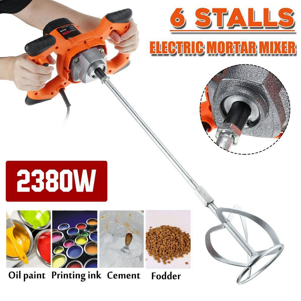 2380W Dual High Low Gear 6 Speed Handheld Paint Cement Grout Electric Mortar Mixer Putty Powder Mixing Machine