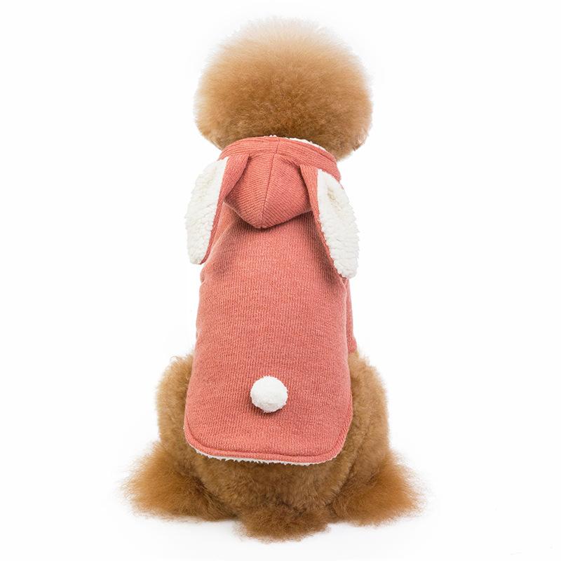 Autumn and winter new pet cotton-padded clothes, velvet dog clothes, rabbit transformation clothes, a piece of teddy French fighting dog clothes.