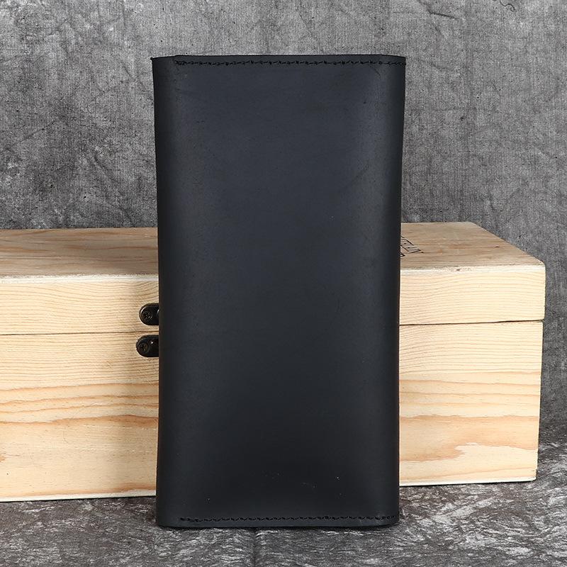 Crazy Horse Leather Men's Wallet Long Leather Buckle Leather Money Clip Layer Leather Leather Retro Handmade Bag
