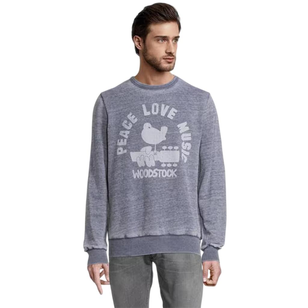Woodstock Mens Peace - Love - Music Crew Neck Regular Sweatshirt