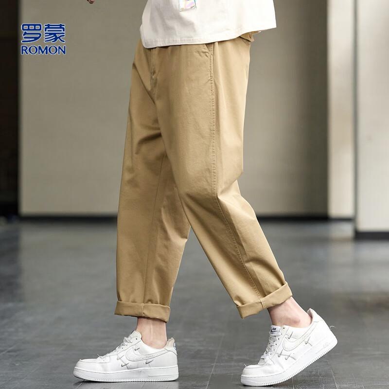 ROMON Men's Summer Casual Straight-Leg Pants with YKK Zipper