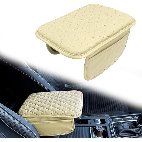 Car Center Console Cover with 2 Storage, Upgraded Microfiber Leather Car Arm Rest Cover, Car Interior Accessories Universal Armrest Cover for Car