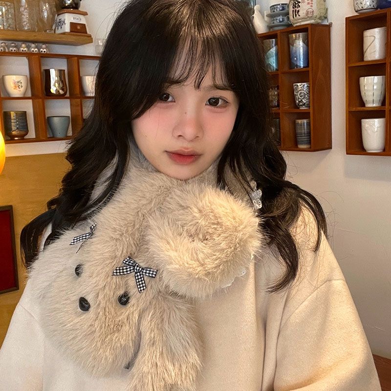 Kurzes Kreuz Frauen Winter süße warme Pelzkragen Mädchen koreanische Version verdickte Plüsch Hals Schal