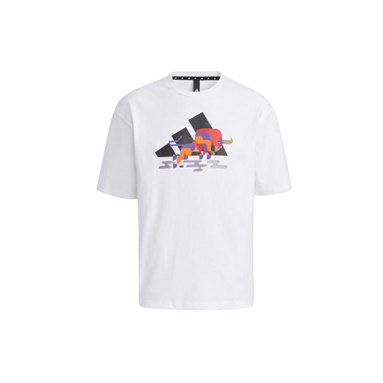 adidas CNY GFX T Subject Pattern Training Sports Short Sleeve White Men s GP1835 XXL