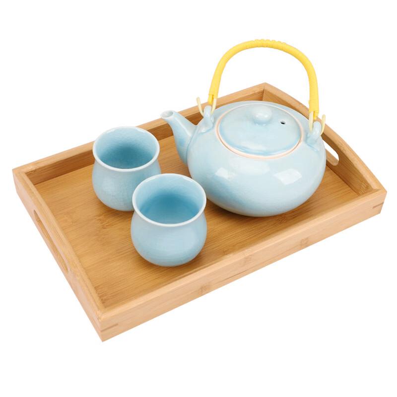

ZISIZ Bamboo Wood Serving Tray with Handles 40 x 28 cm