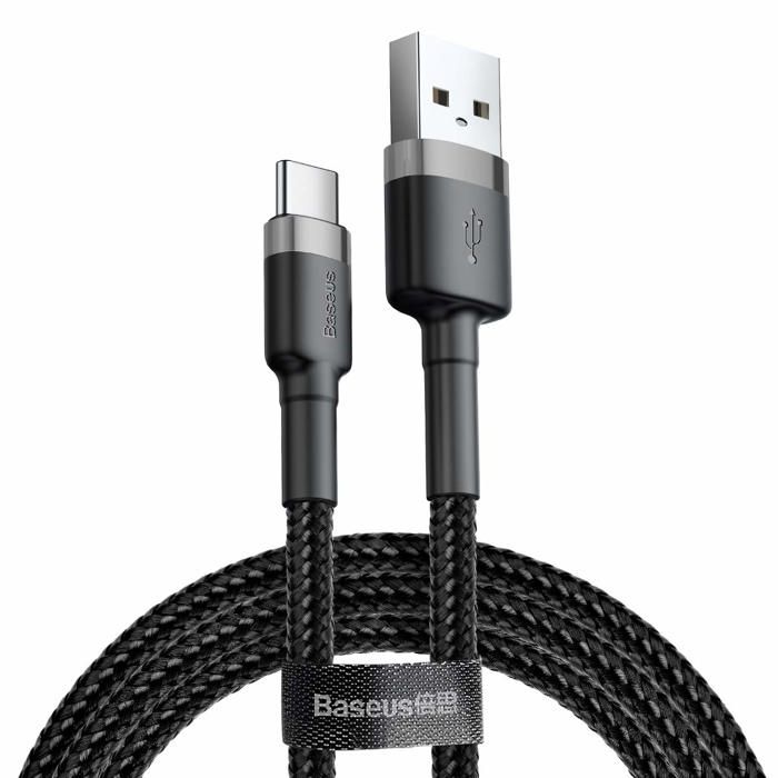 Câble de données USB Type-C - Baseus - Caféine (CATKLF-CG1) - 2A - 2m - Gris Noir