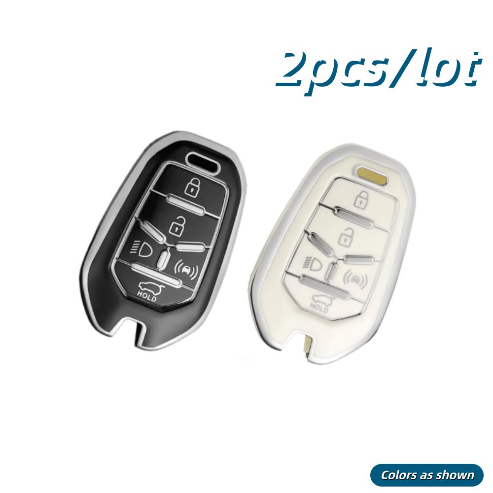 

2pcs Car Key Case Covers For Ssangyong Rexton Y400 Y450 G4 2021 2022, only fit for the car key shown in the image.