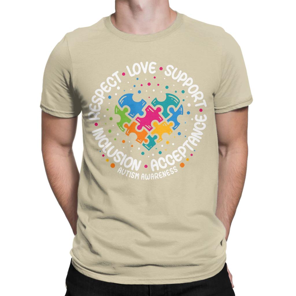 Puzzle Ribbon Respect Love Support Awareness Graphic 100 Cotton Tshirt Autism Tops Tees For Unisex