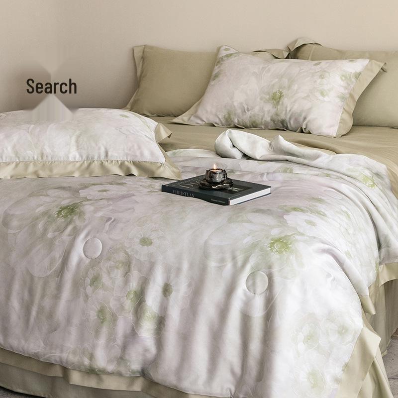 Double-Sided Tencel Summer Quilt Set: 100% Lyocell, Machine Washable, Cool, Thin Blanket