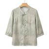 Yuzhaolin Women's New Chinese Style Stand Collar 3/4 Sleeve Shirt
