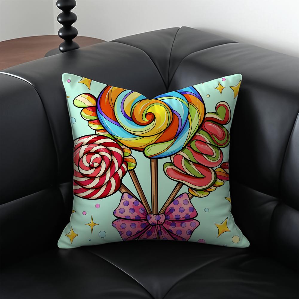Sweet Candy Pillow Girly Cushion Cover Pillow Case Anti-Dustmite Invisible Zipper Silky Plush Cushion