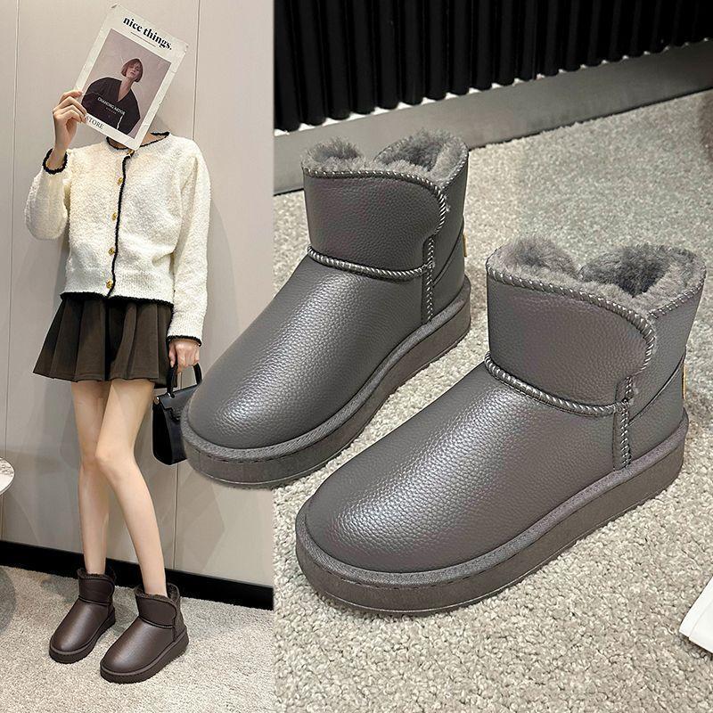 2025 winter velvet thickened foot cotton shoes versatile short boots snow boots waterproof and non-slip thick-soled large-size short boots
