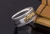 Rockyu Brand Free Size Silver Ring with Pixiu Heart Sutra Antique Amulet Ring for Protection from Evil and Good Fortune Men's Engraving, Style,