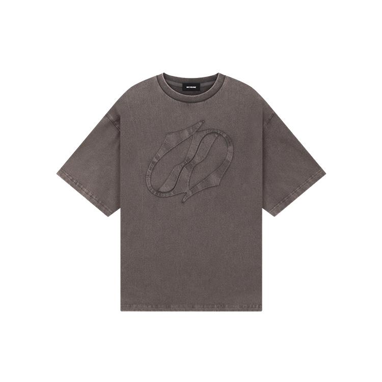 WE11DONE Patchwork Drop Shoulder Casual Short Sleeve T-Shirt Unisex Tops Charcoal-Gray WD-TT1-25-757-U-CH