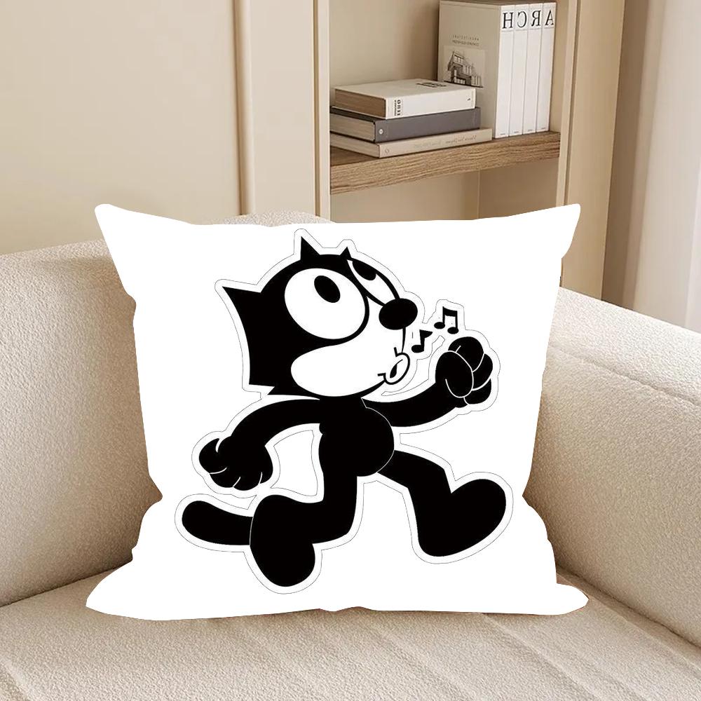 Felix the Cat Pillow Case Square Double-Sided Printing Short Plush Sofa Cushion Cover Bedroom Bedside
