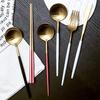 Portugal Gleiches gebürstetes 304 Edelstahl Steakmesser und Gabel Set Haushalt Rühr Dessert Kaffee Löffel Essstäbchen