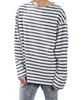 Improves Men's Casual Border Boat Neck Long Sleeve T-Shirt In Off-White and Navy