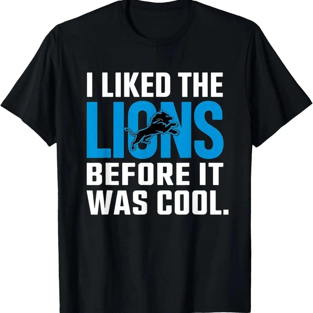 Funny Lions Fan Before It Was Cool Game Day T Shirt vintage Washed Stylish fashion Casual Versatile Breathable Stretched