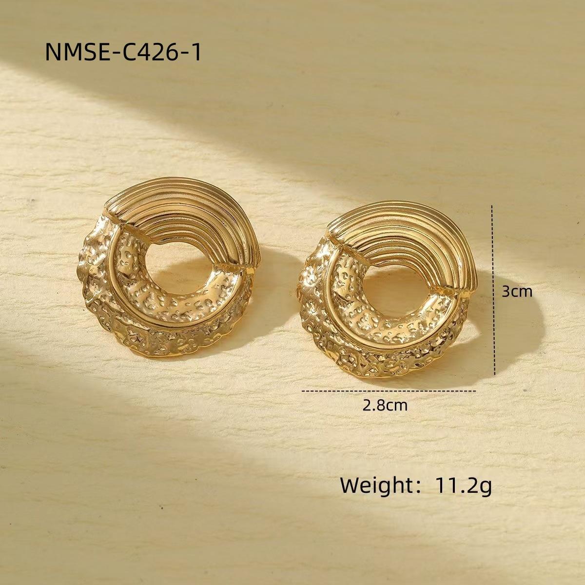 GEMCHIC Women s Irregular Folding Sandstone Stainless Steel Earrings Light Luxury Geometric Studs
