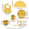 Baby Silicone Bib Divided Dinner Plate Suction Bowl Spoon Fork Water Cup Placemat Set Training Feeding Food Utensil Dishes Tableware Kit for Newborn