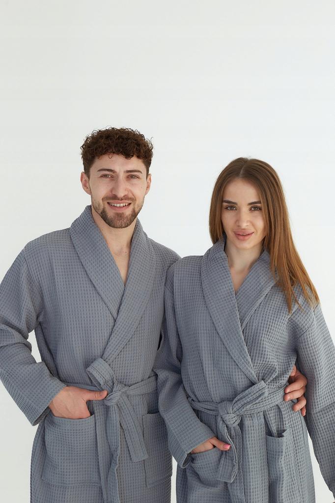 Long Thin Unisex Bathrobe With Pockets, 100% Cotton, Quick-Drying, M
