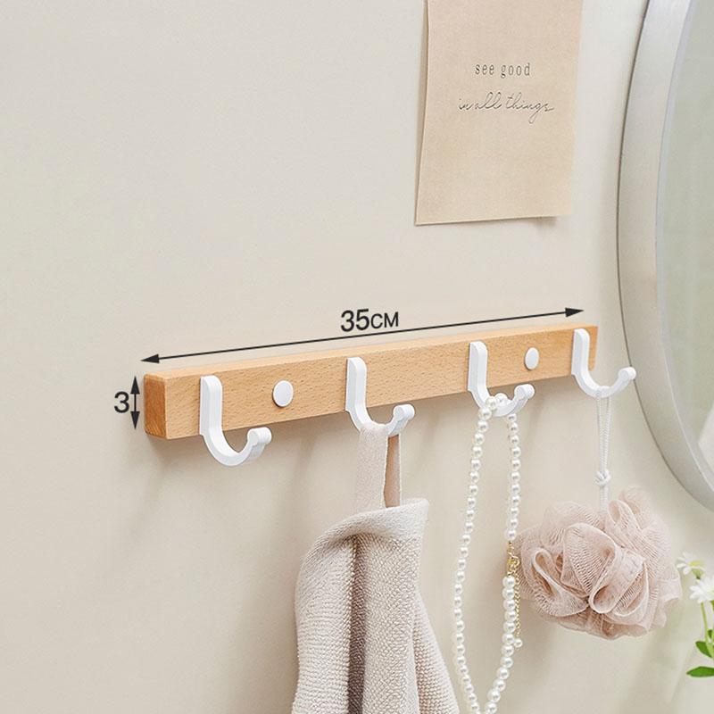 Houten Badkamerhaak Wandmontage Zwart/Wit Toilet Handdoekhaak Kledinghanger Boom Deurhaak Toilet Badkamer Hardware